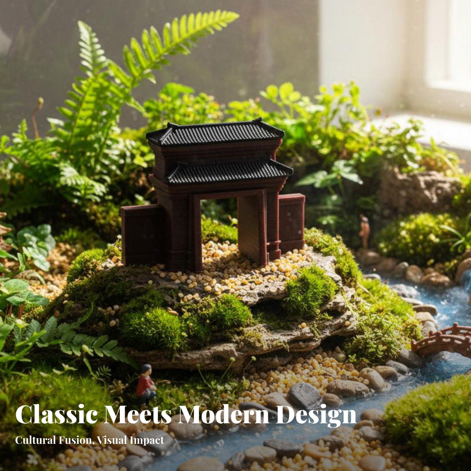 Bonsai Garden For Desk - Figura de Casa de Resina Hecha
