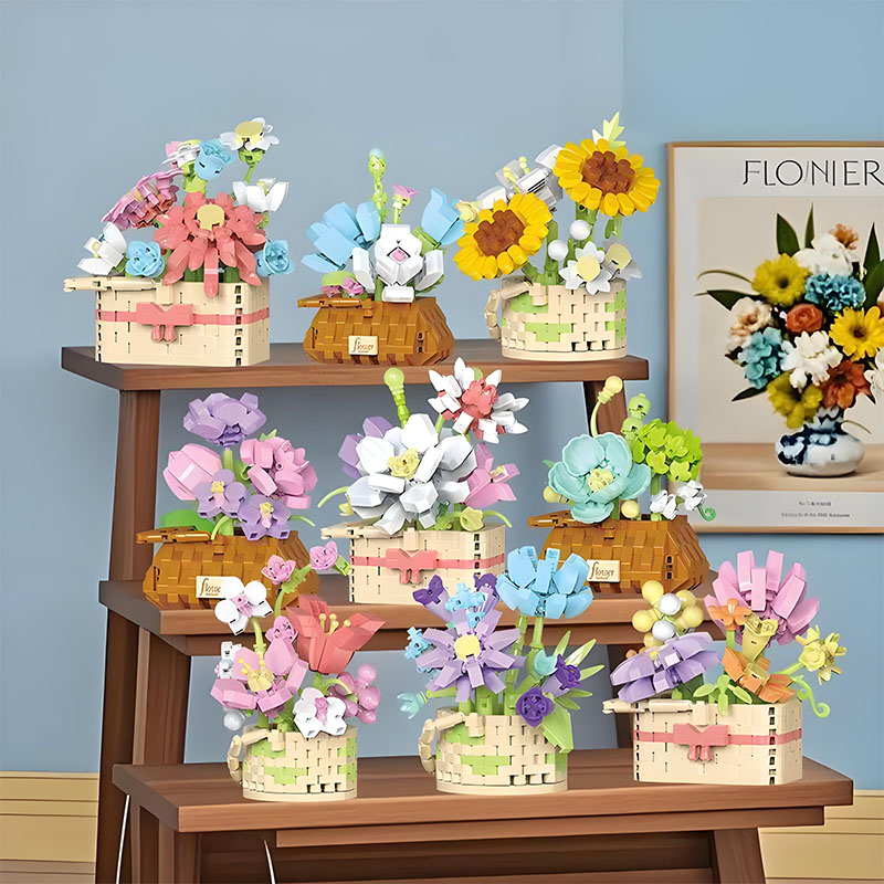 Bonsai Garden Lego Set - DIY maceta Rosa girasol plantas suculentas