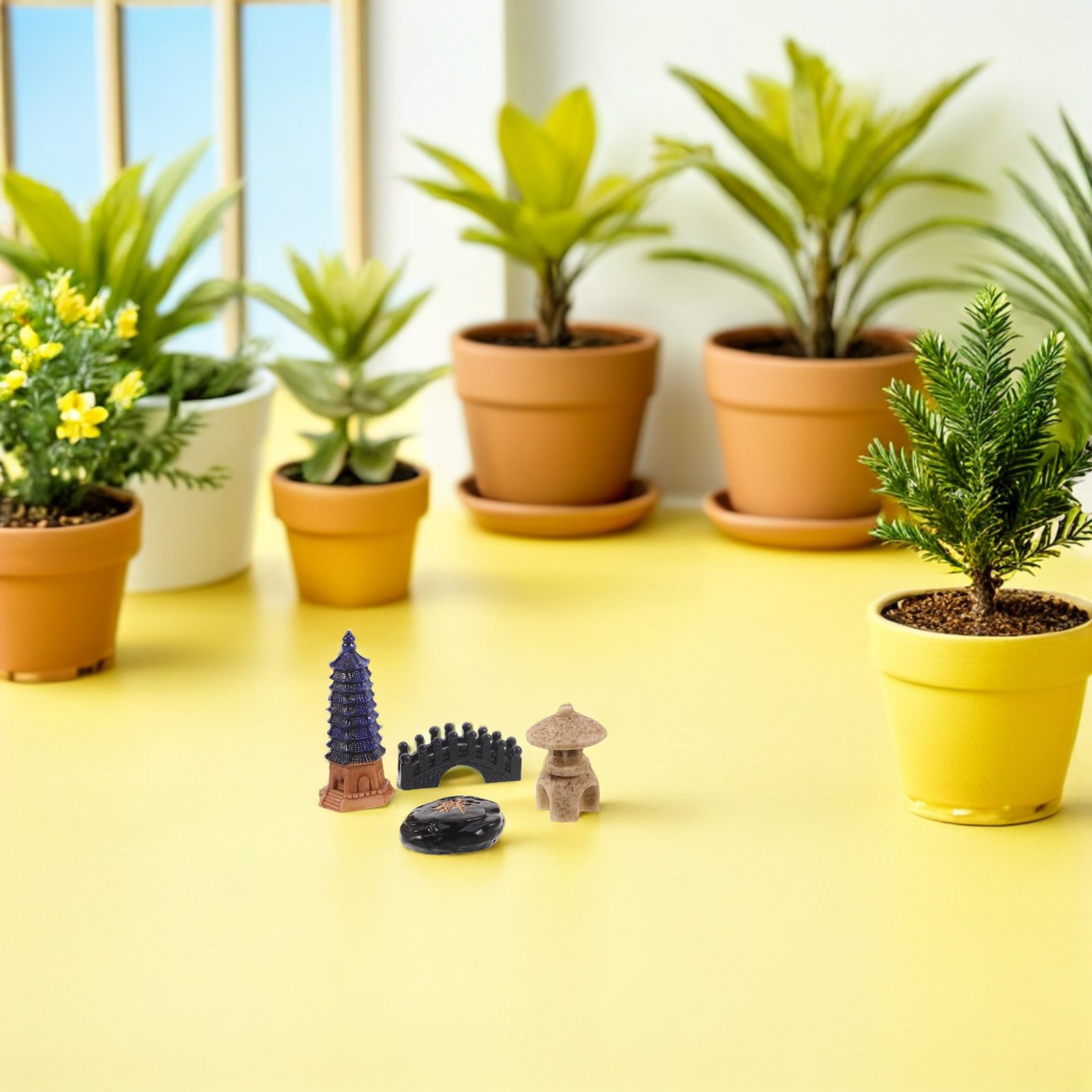 Juego de 4 Mini Estatuas de Pa - Bonsai Garden For Desk reseña y precio